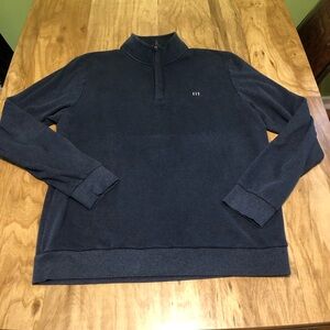 Travis Mathew Navy Blue 1/4 Zip Golf Sweater Mens Size Large Spot On Sleeve